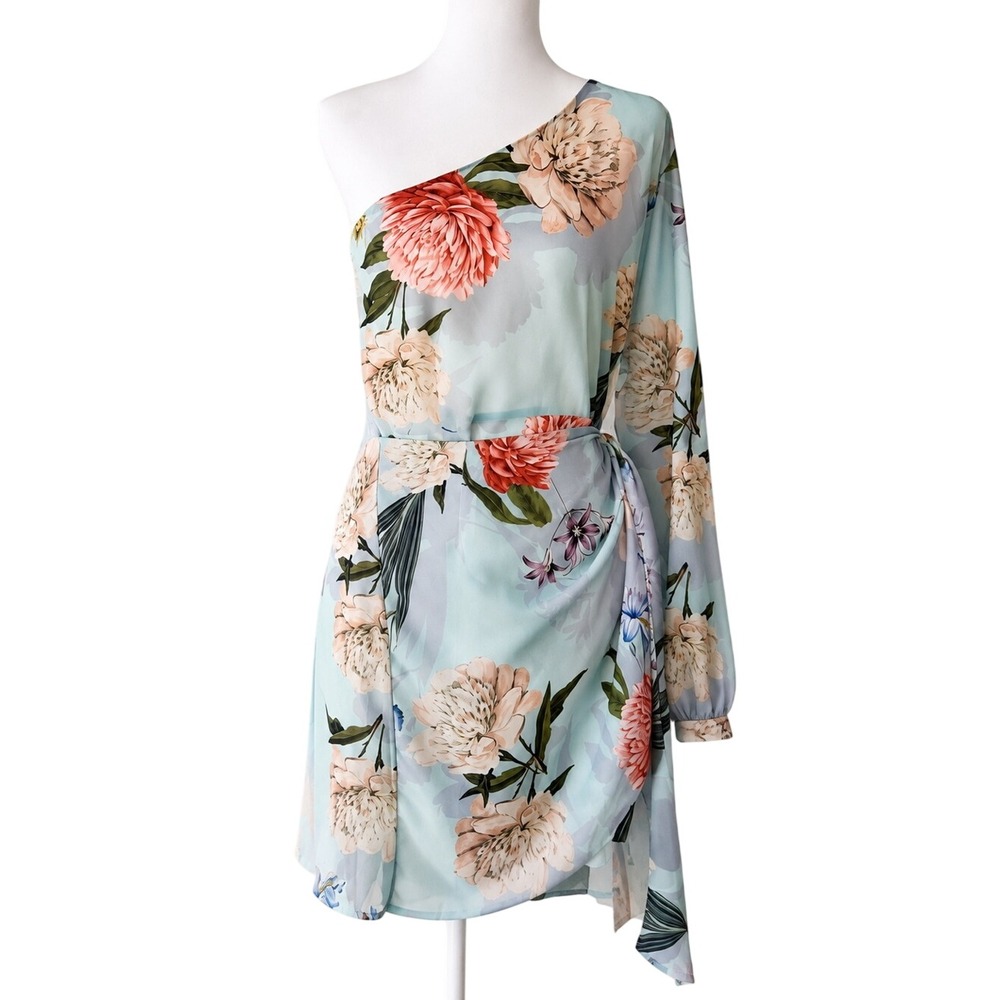 Yumi Kim NWT Studio 54 Forever Yours Jade One Shoulder Draped Mini Dress Large